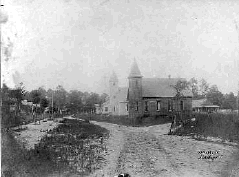 Churches, hospital, ballpark and school, c. 1905